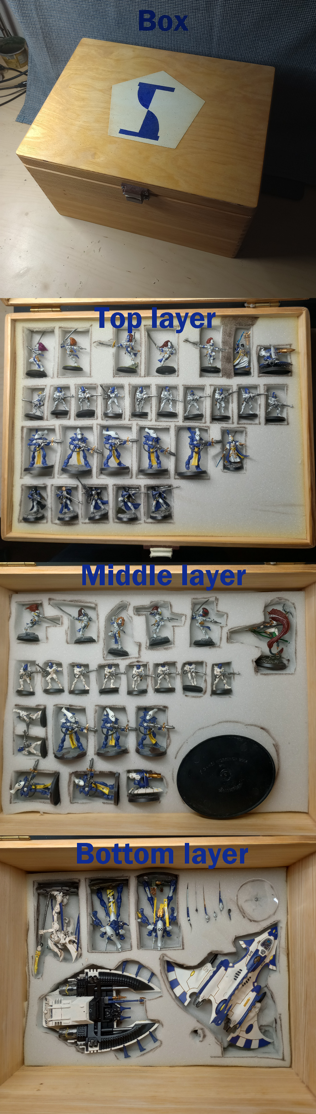 A box with miniatures for Aeldari faction in Warhammer 40k.