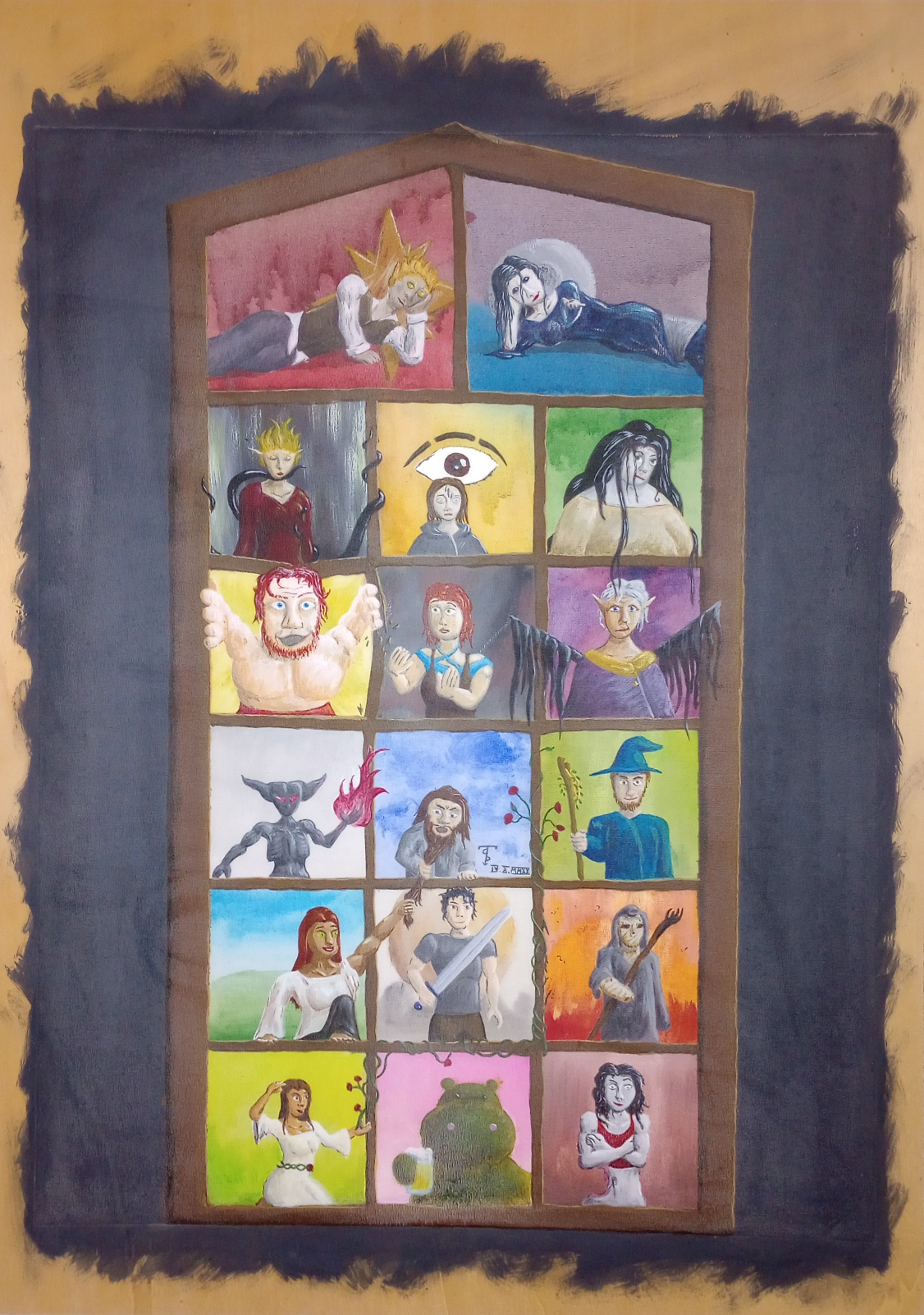 A grid with the pictures of 12 people.