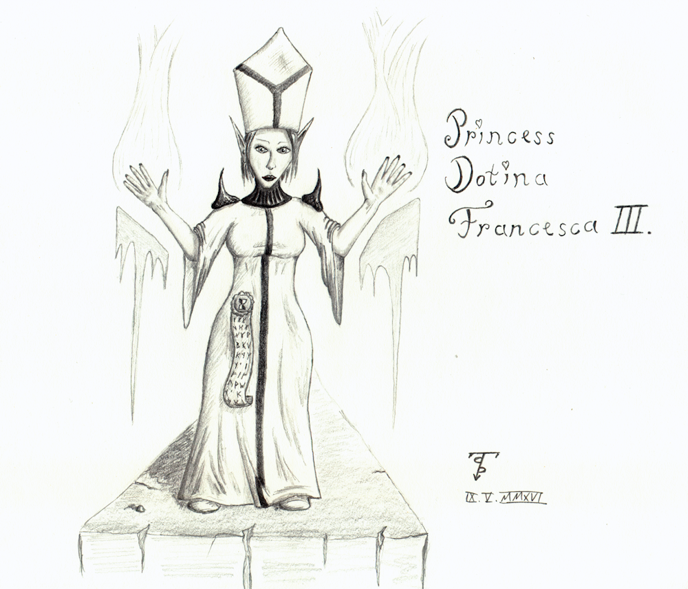 elven pristess with a miter on her head